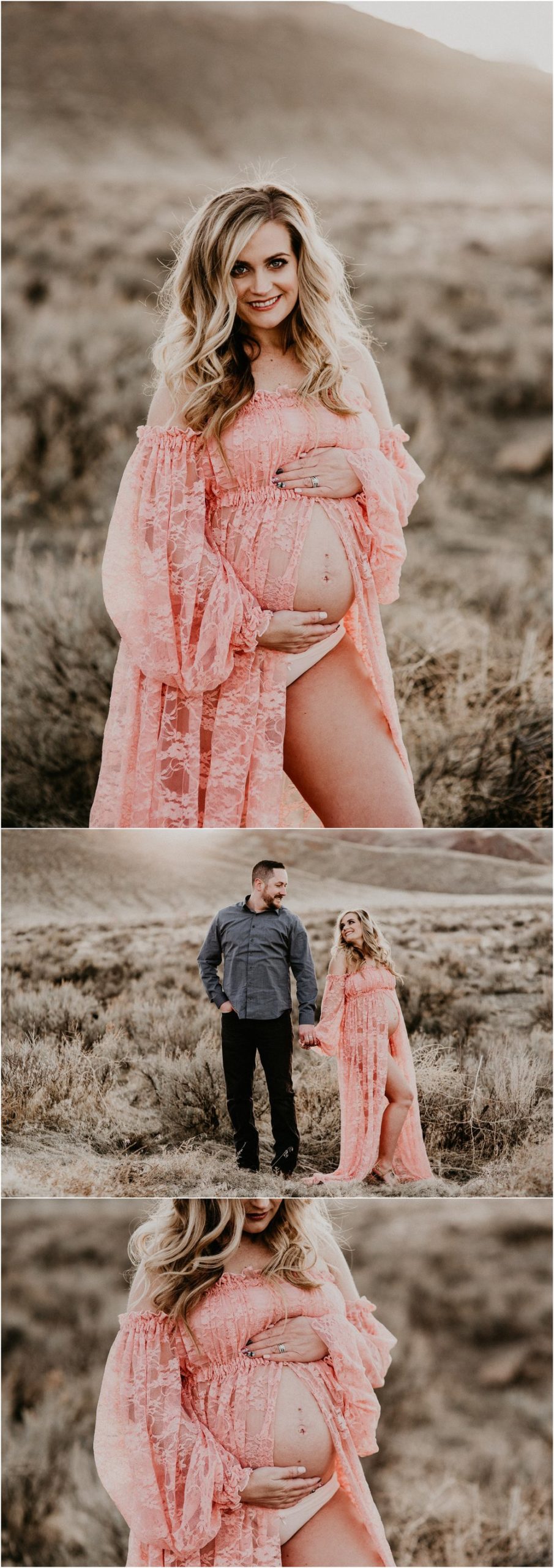 Boise Maternity Boudoir Photographer Makayla Madden Photography Lace Blush Maternity Dress Sew Trendy Accessories Idaho Motherhood Expecting Hair and Makeup Artist Behrens Artistry Baby Bump 