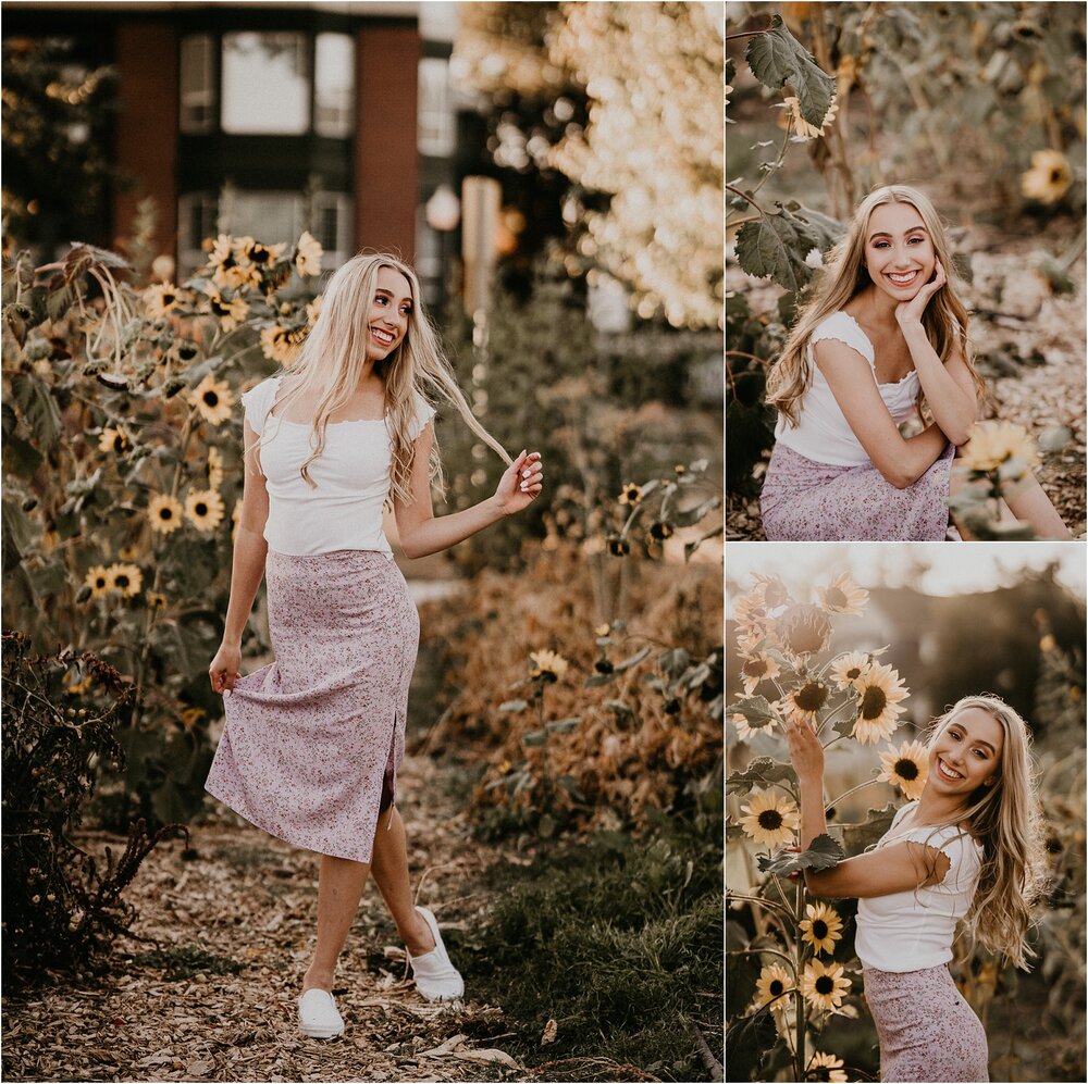 Summer Senior Portraits Sunflowers Downtown Boise Senior Photographer Spring Senior Session Ideas