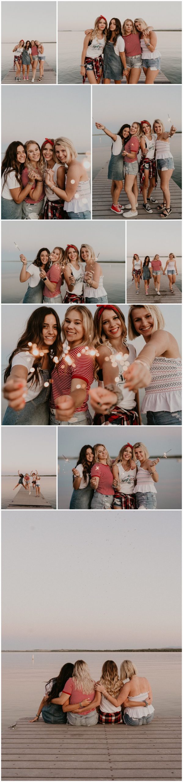 Boise senior photographer besties 4th of july styled session sparklers Lake Lowell summer vibes Idaho photography locations