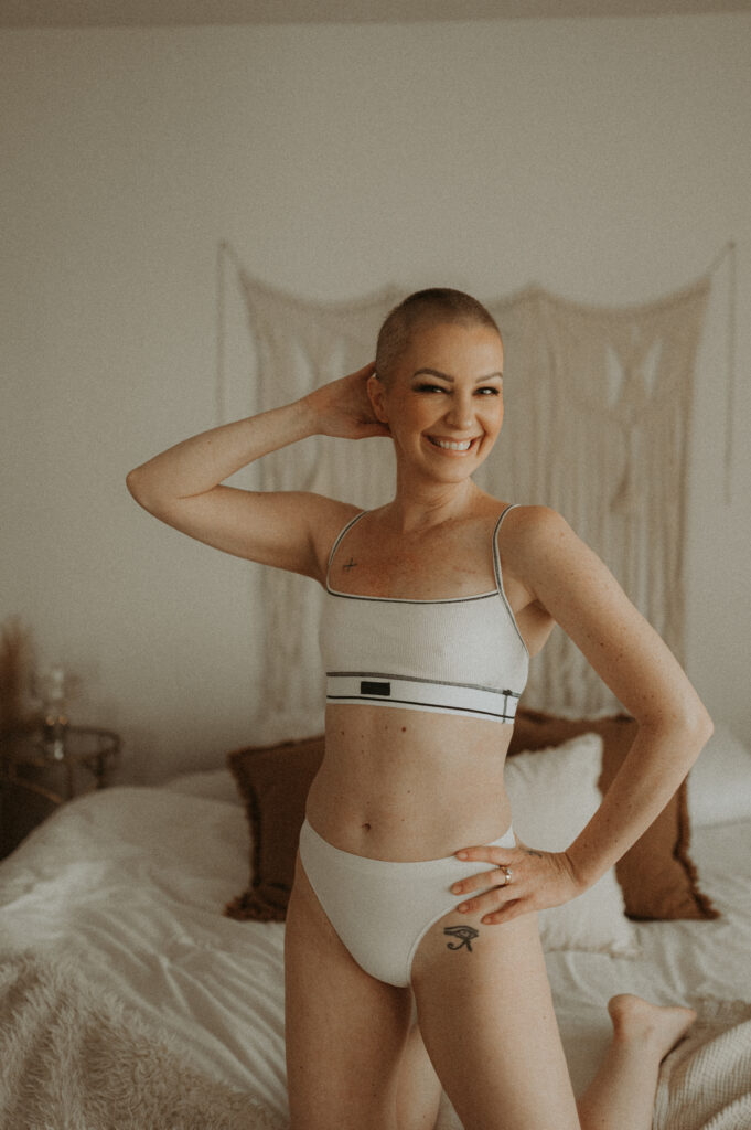 boise idaho photographer breast cancer awareness chemo radiation treatment healing empowering boudoir session boudoir by kayla Makayla Madden